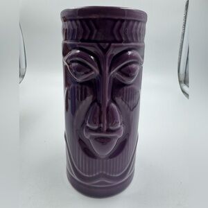 2001 Accoutrements Ceramic Purple Tiki Mug Vase